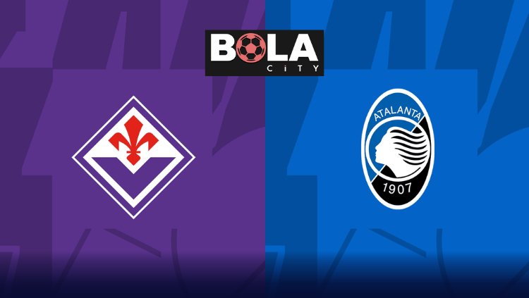 Poster prediksi pertandingan Fiorentina vs Atalanta pada Sabtu 23 Mei 2026 pukul 01.45 WIB di stadion sepak bola.