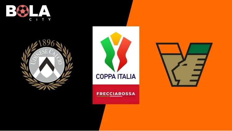 Logo Udinese dan Venezia dalam pertandingan Coppa Italia Italia